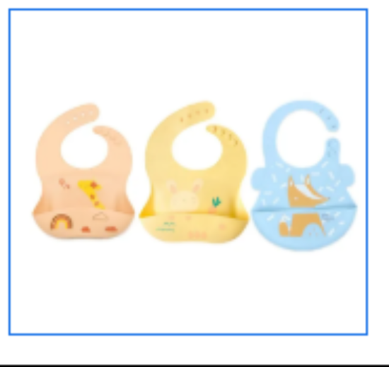 صورة Pixie Baby - Silicone Bibs Pack of 3 - Jerraf, Bunny, Fox