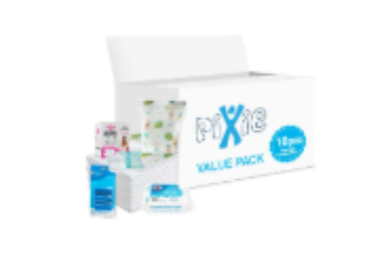 صورة Pixie - Changing Mats 10 + Bibs 10 + Breast Pad 30 + Wipes 36pcs + Nappy Bag 60 Bags