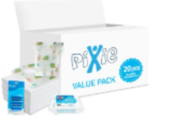 صورة Pixie - Changing Mats 20 + Bibs 20 + Wipes 36pcs + Nappy Bag 60 Bags