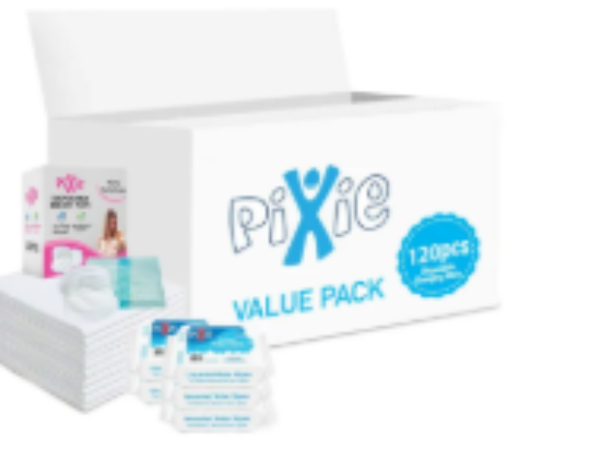 صورة Pixie - Changing Mats 120 + Breast Pad 90 + Wipes 36pcs x 5