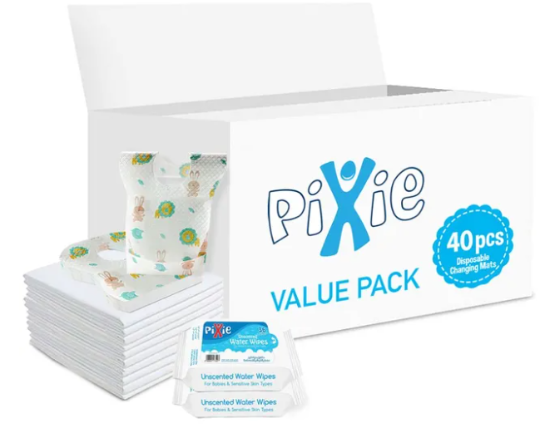 صورة Pixie - Changing Mats 40 + Breast Pad 60 + Wipes 36pcs x 2