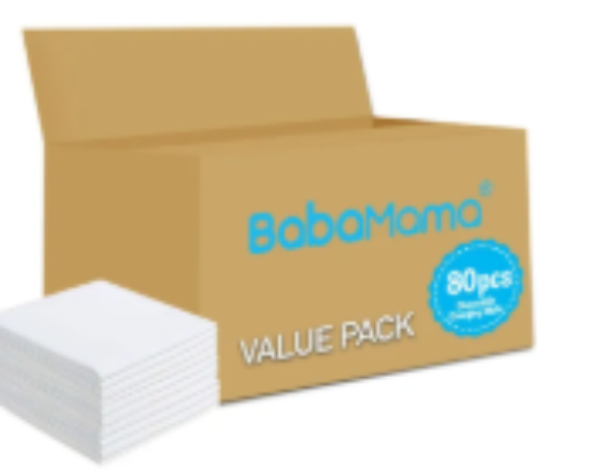صورة BabaMama Disposable Changing Mats, 80 Counts-White