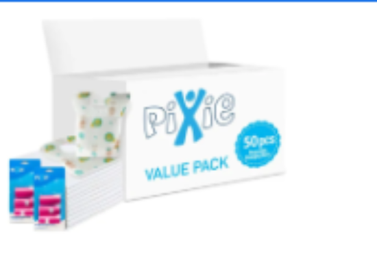 صورة Pixie - Changing Mats 50 + Bib 50 + Pack Of 2 Refill Pink 120 Nappy Bags