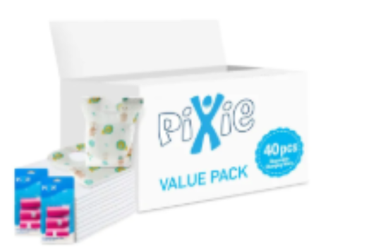 صورة Pixie - Changing Mats 40 + Bib 40 + Pack Of 2 Refill Pink 120 Nappy Bags