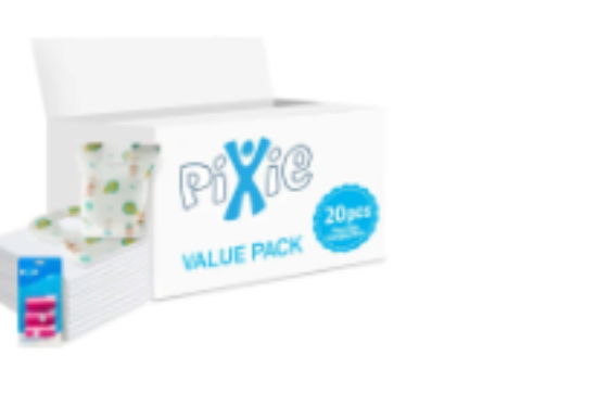 صورة Pixie - Changing Mats 20 + Bib 20 + Pack Of 1 Refill Pink 60 Nappy Bags