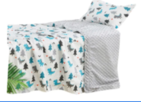 صورة Pixie - Dino Printed Organic Cotton Quilted Blanket - Pack of 2