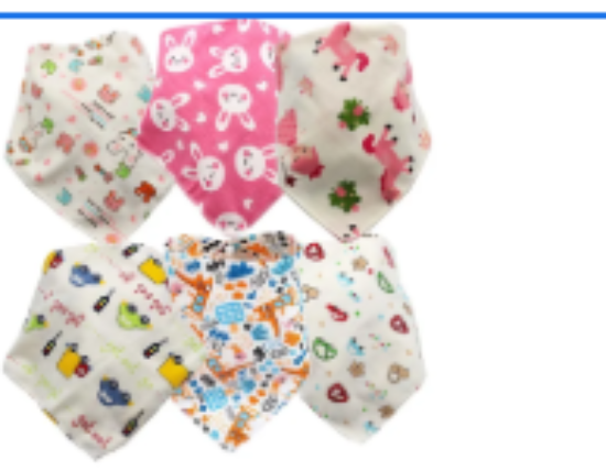صورة Pixie - Baby Cotton Rabbit Triangle Bandana - Pack Of 6
