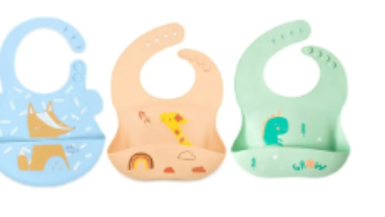 صورة Pixie Baby - Silicone Bibs Pack of 3 - Fox, Jerraf, Dinosaur