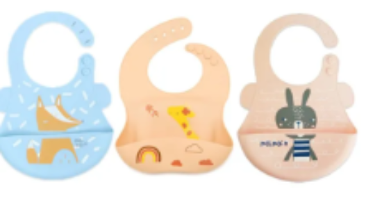 صورة Pixie Baby - Silicone Bibs Pack of 3 - Fox, Jerraf, Squirrel