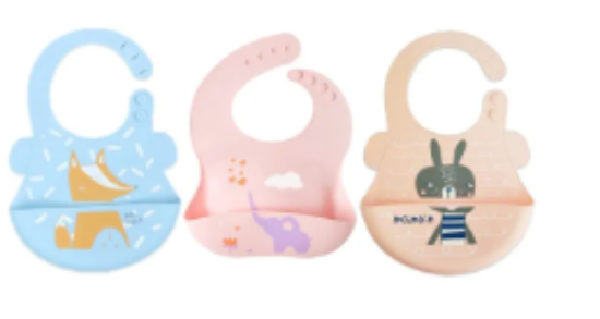 صورة Pixie Baby - Silicone Bibs Pack of 3 - Fox, Elephant, Squirrel