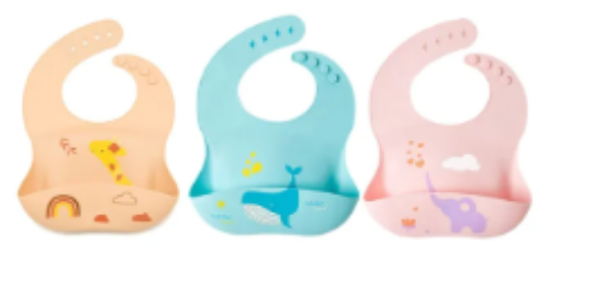 صورة Pixie Baby - Silicone Bibs Pack of 3 - Jerraf, Whale, Elephant