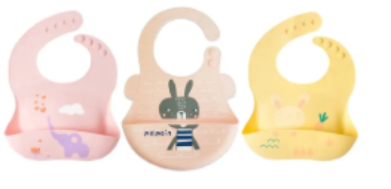 صورة Pixie Baby - Silicone Bibs Pack of 3 - Elephant, Squirrel, Bunny