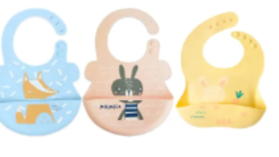 صورة Pixie Baby - Silicone Bibs Pack of 3 - Fox, Squirrel, Dinosaur