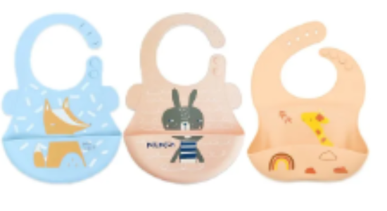 صورة Pixie Baby - Silicone Bibs Pack of 3 - Fox, Squirrel, Jerraf