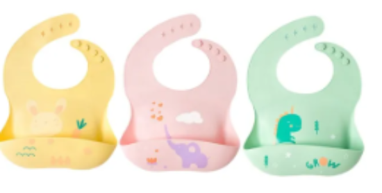 صورة Pixie Baby - Silicone Bibs Pack of 3 - Bunny, Elephant, Dinosaur