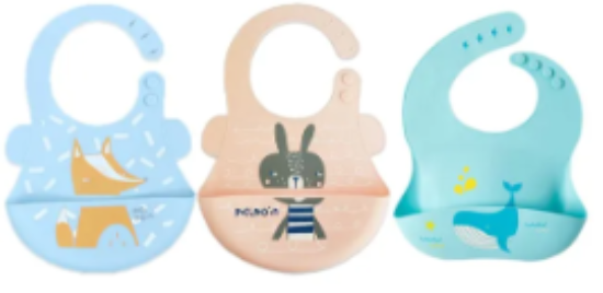 صورة Pixie Baby - Silicone Bibs Pack of 3 - Fox, Squirrel, Whale