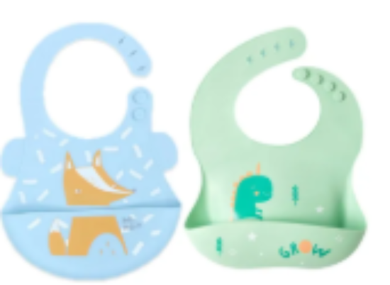 صورة Pixie Baby - Silicone Bibs Pack of 2 - Fox, Dinosaur