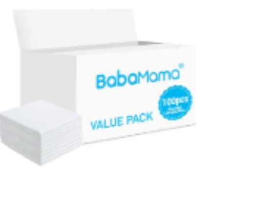 صورة BabaMama Disposable Changing Mats, 100 Counts-White