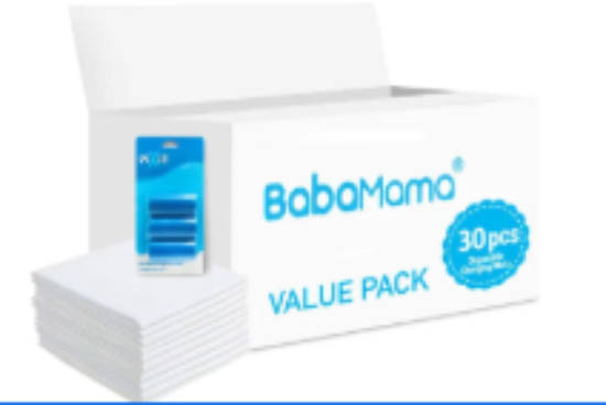 صورة Babamama - Changing Mats 30 + Pack Of 1 Refill Blue 60 Nappy Bags