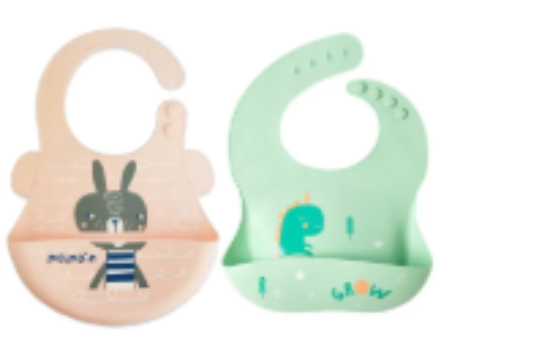 صورة Pixie Baby - Silicone Bibs Pack of 2 - Squirrel, Dinosaur