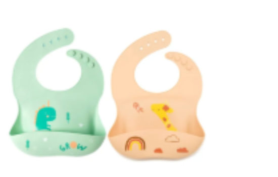 صورة Pixie Baby - Silicone Bibs Pack of 2 - Dinasaur, Jeraff