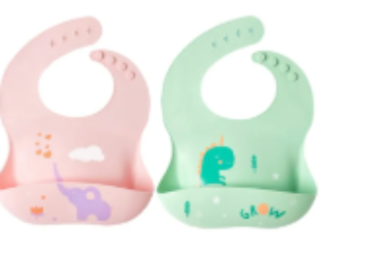 صورة Pixie Baby - Silicone Bibs Pack of 2 - Elephant, Dinosaur
