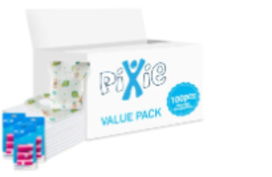 صورة Pixie - Changing Mats 100 + Bib 100 + Pack Of 3 Refill Pink 180 Nappy Bags