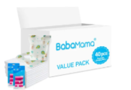 صورة Babamama - Changing Mats 40 + Pixie - Bib 40 + Pack Of 2 Refill Pink 120 Nappy Bags