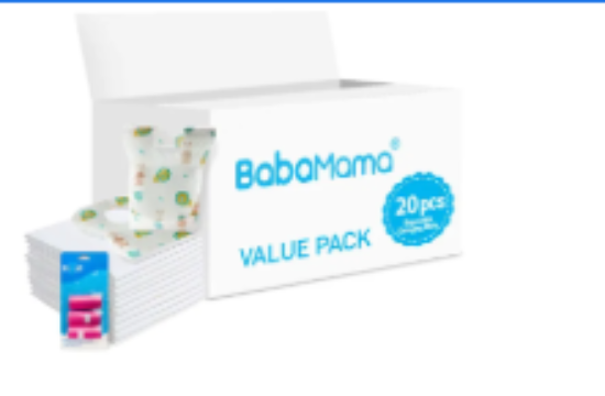 صورة Babamama - Changing Mats 20 + Pixie - Bib 20 + Pack Of 1 Refill Pink 60 Nappy Bags