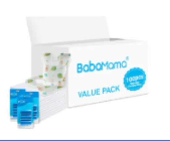 صورة Babamama - Changing Mats 100 + Pixie - Bib 100 + Pack Of 3 Refill Blue 180 Nappy Bags