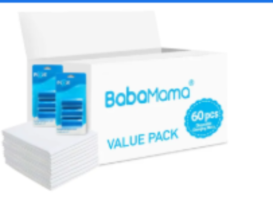 صورة Babamama - Changing Mats 60 + Pack Of 2 Refill Blue 120 Nappy Bags