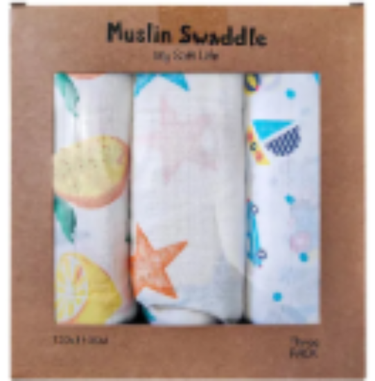 صورة Pixie - Muslin Blankets For Newborn Baby Pack of 3 - Lemon, Star