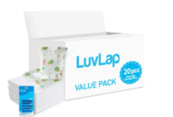 صورة Luvlap - Changing Mats 20 + Pixie - Bib 20 + Pack Of 1 Refill Blue 60 Nappy Bags