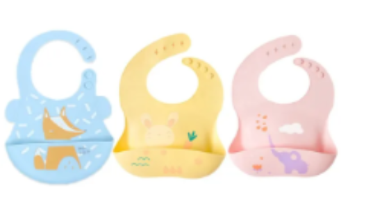 صورة Pixie Baby - Silicone Bibs Pack of 3 - Fox, Bunny, Elephant
