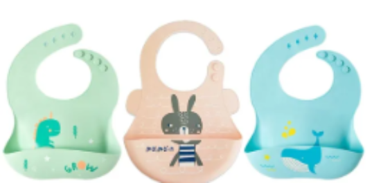 صورة Pixie Baby - Silicone Bibs Pack of 3 - Dinosaur, Squirrel, Whale