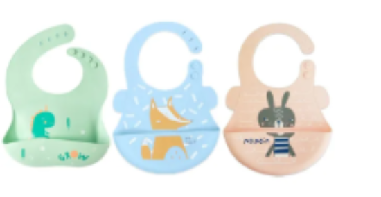 صورة Pixie Baby - Silicone Bibs Pack of 3 - Dinosaur, Fox, Squirrel