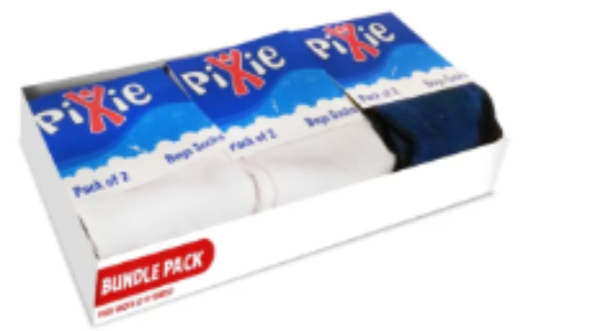 صورة Pixie - Bamboo Cotton White Socks - Buy 2 Get 1 Free (Blue Socks) 2-4 Years