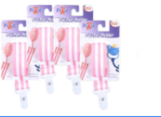 صورة Pixie - Pacifier Holder Pink Stripe Print (Pack of 4)