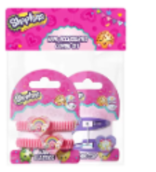 صورة Shopkins - Hair Clip Pink & Pony Band Lavender Combo