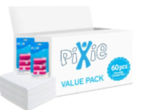 صورة Pixie - Changing Mats 60 + Pack Of 2 Refill Pink 120 Nappy Bags