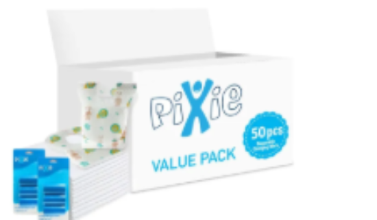 صورة Pixie - Changing Mats 50 + Bib 50 + Pack Of 2 Refill Blue 120 Nappy Bags