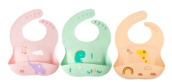 صورة Pixie Baby - Silicone Bibs , Pack of 3 - Elephant