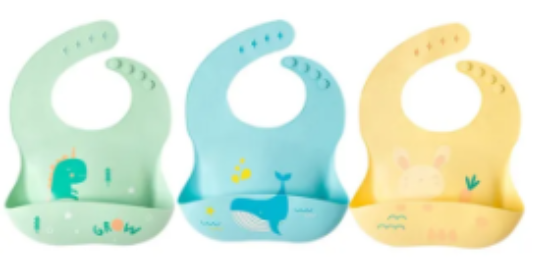 صورة Pixie Baby - Silicone Bibs , Pack of 3 - Dinosaur