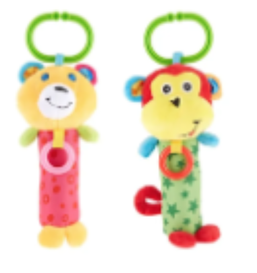 صورة Pixie Baby Bear Rattle Toy + Monkey Rattle Toy