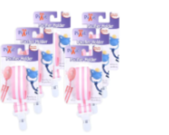 صورة Pixie - Pacifier Holder Pink Stripe Print (Pack of 6)