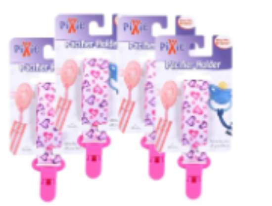 صورة Pixie - Pacifier Holder Heart Print (Pack of 4)