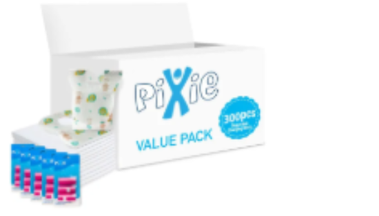 صورة Pixie - Changing Mats 300 + Bib 300 + Pack Of 5 Refill Pink 300 Nappy Bags