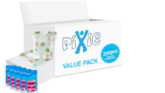 صورة Pixie - Changing Mats 200 + Bib 200 + Pack Of 5 Refill Pink 300 Nappy Bags