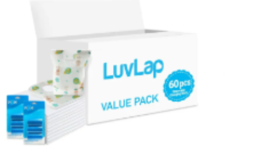 صورة Luvlap - Changing Mats 60 + Pixie - Bib 60 + Pack Of 2 Refill Blue 120 Nappy Bags