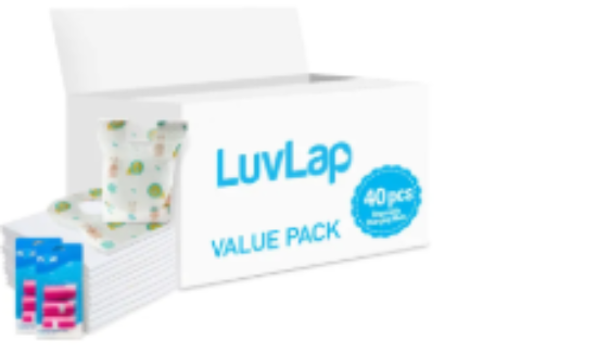 صورة Luvlap - Changing Mats 40 + Pixie - Bib 40 + Pack Of 2 Refill Pink 120 Nappy Bags